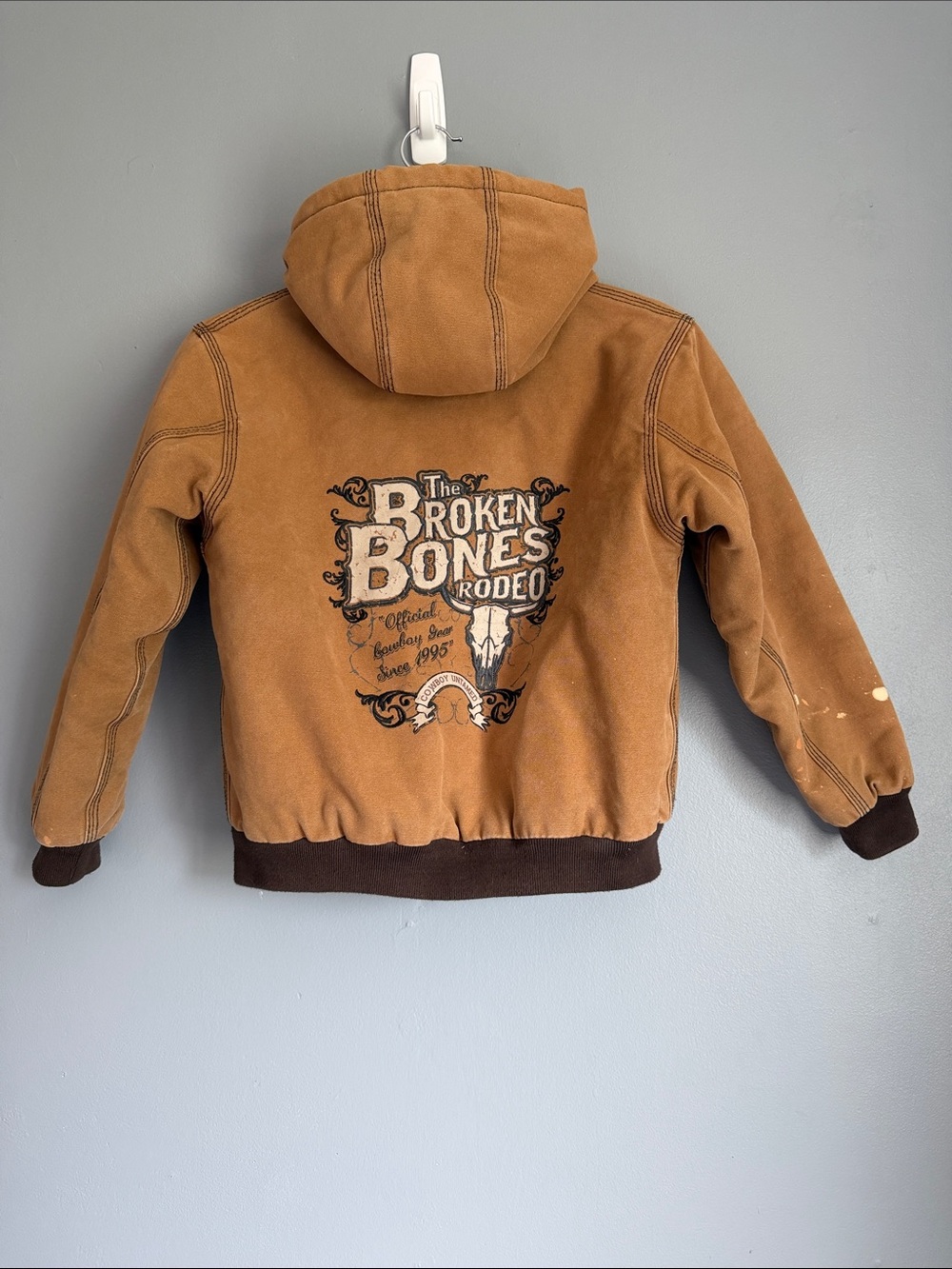 Broken Bones Rodeo Hooded Canvas Insulated Barn Work Outdoor Jacket Size Medium